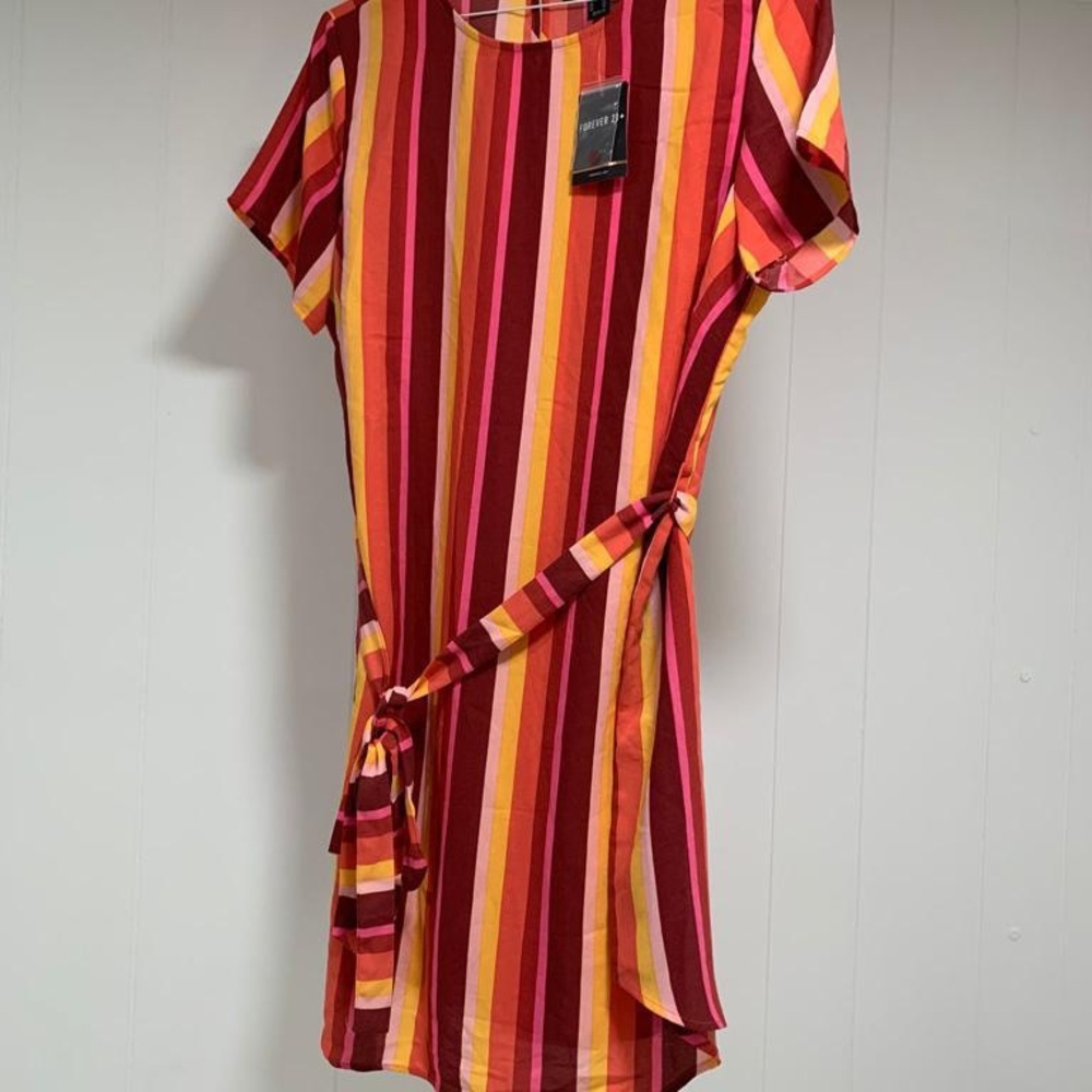 Striped Multicolor Tie-Waist Dress